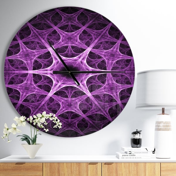 slide 2 of 9, Designart 'Abstract purple thorn flower' Oversized Modern Wall CLock 23 in. wide x 23 in. high