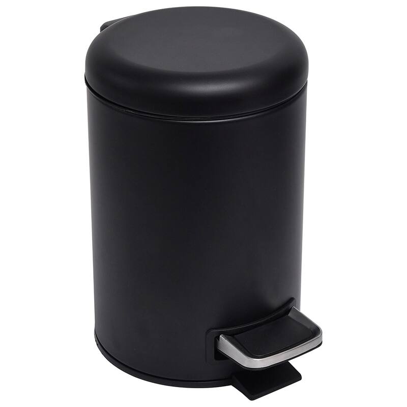 Evideco Soft Close Small Round Metal Bathroom Floor Step Trash Can - 3 liters - 0.8 gal