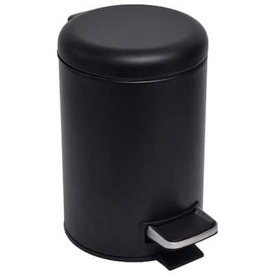 Evideco Soft Close Small Round Metal Bathroom Floor Step Trash Can - 3 liters - 0.8 gal