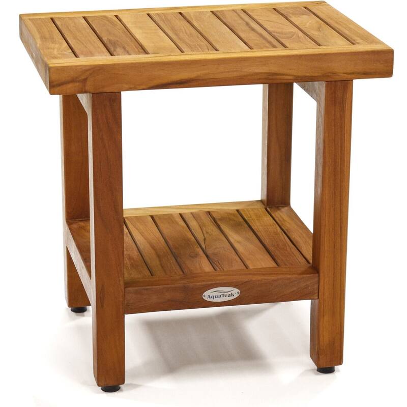 The Original Spa Teak Shower Bench - 18" Wide with Shelf - Teak Oil