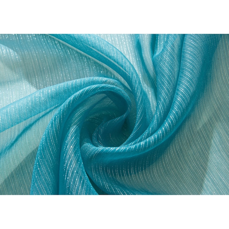 Lonnie Metallic Stripe Sheer Window Curtain Panel 90 inch