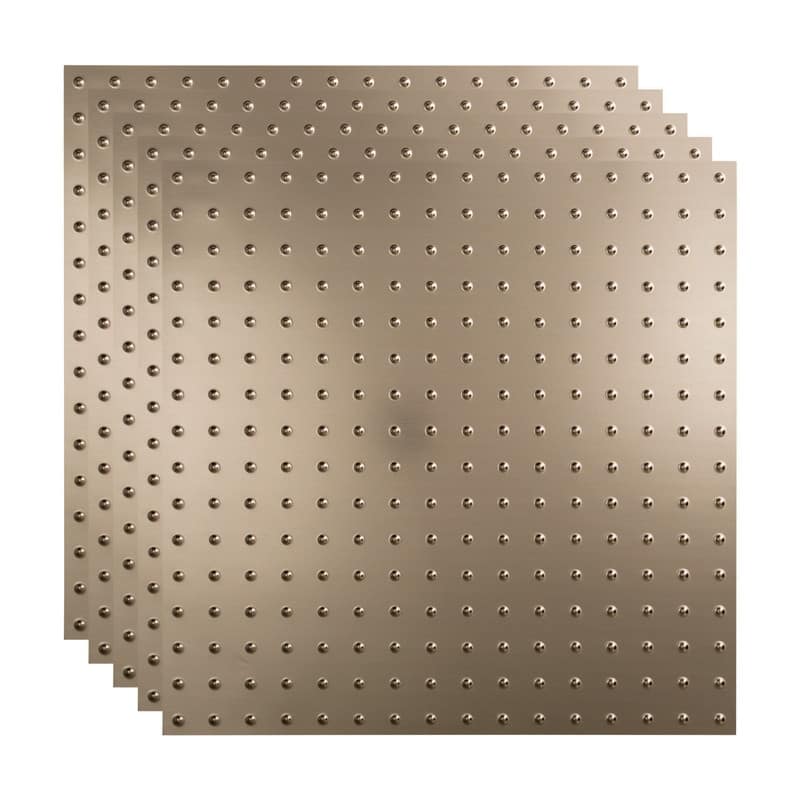 FASÄDE Minidome Decorative Vinyl 2ft x 2ft Lay in Ceiling Panel in Brushed Nickel (5 Pack) - 5 Pack - Brushed Nickel