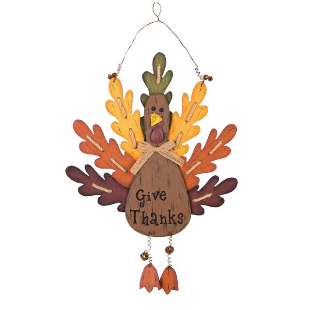 Glitzhome Thanksgiving Wooden Turkey Decor - A/Wall Decor