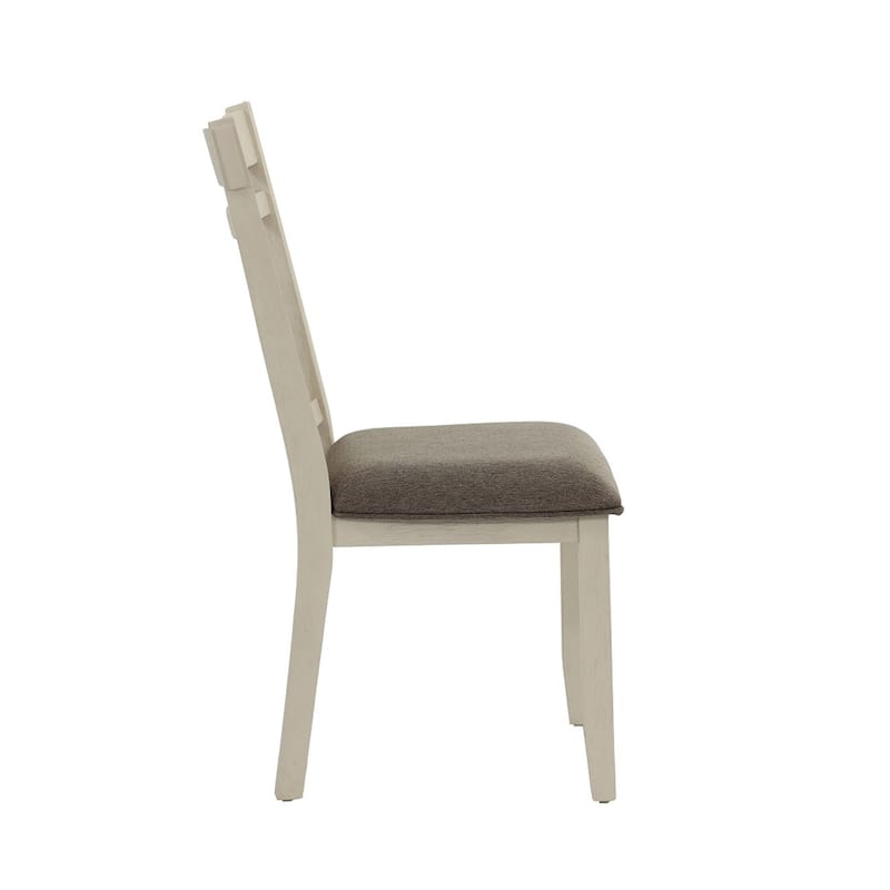 Set of 2 Dining Chairs with Upholstered Seat, Grey and White
