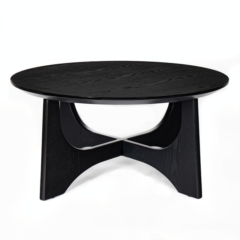 36" Round Wooden Coffee Table for Living Room