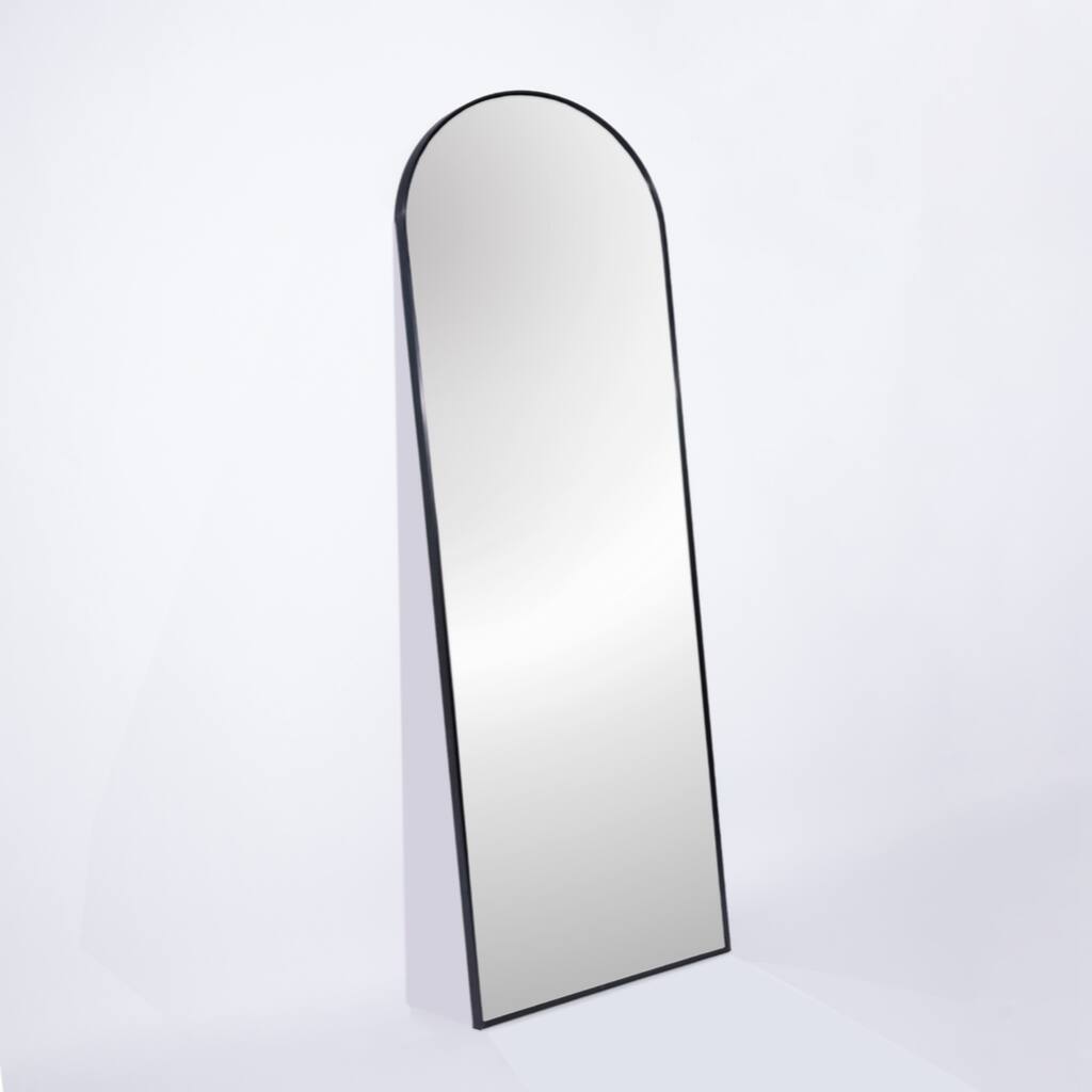 Black 71x23.6 inch metal arch stand full length mirror