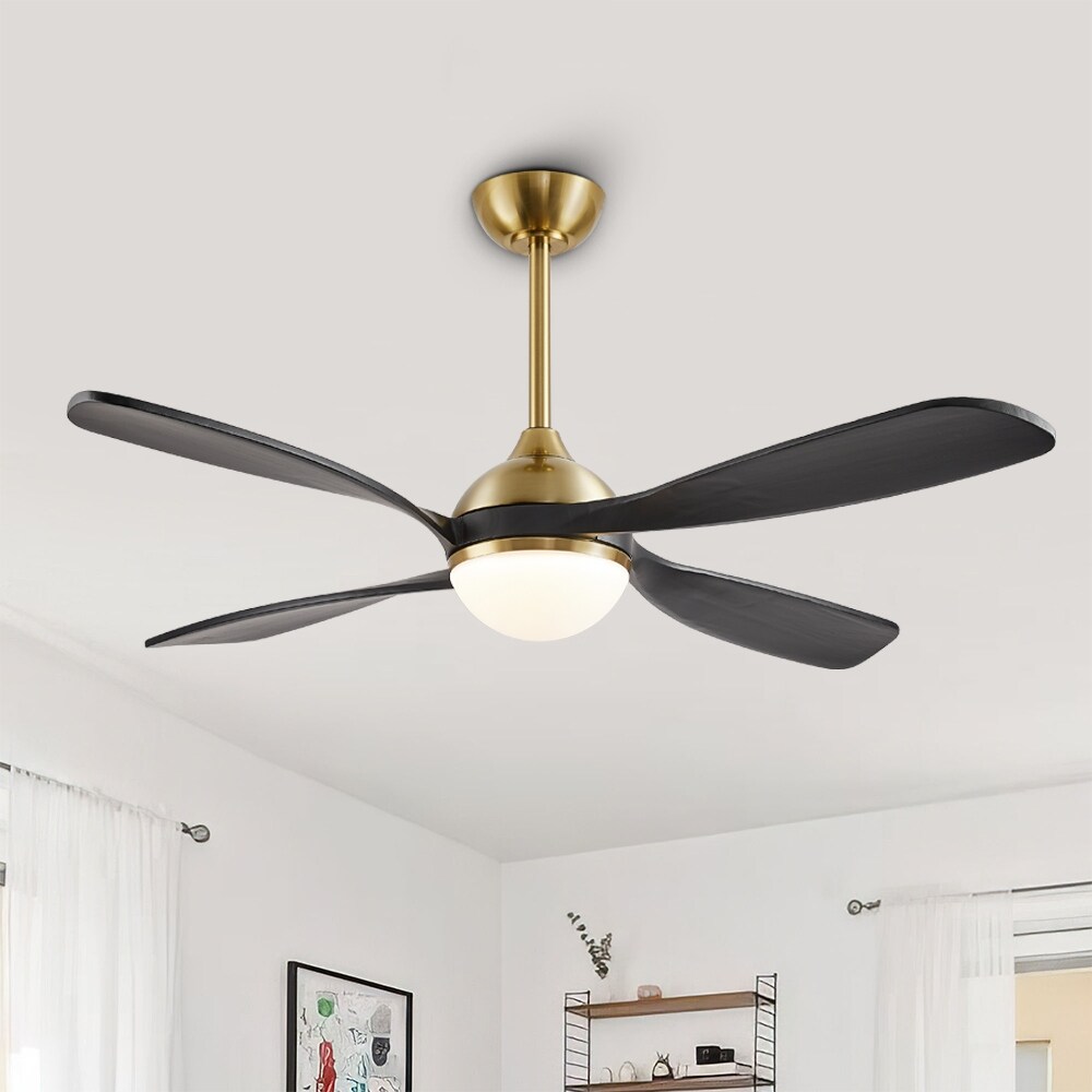 MLiAN 54 inch 4 Soild Wood Blades Smart LED Ceiling Fan with Remote - 54"