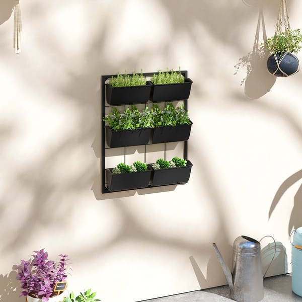 Outsunny 3-Tier Wall Planter with 6 Pots for Indoor and Outdoor Use, Hanging  Plant Holder, Self Draining Wall Mounted Planter - On Sale - Bed Bath &  Beyond - 39960774