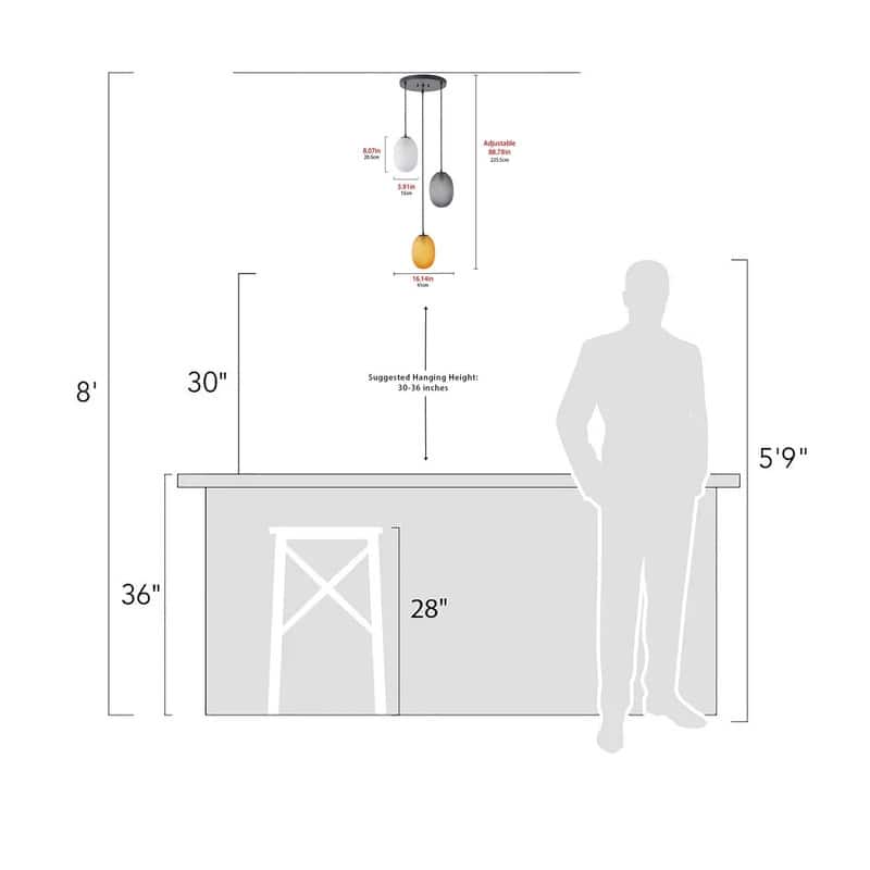 3-Light Modern Glass Pendant Light Cluster with Matte Black Canopy for Dining Room & Entryway