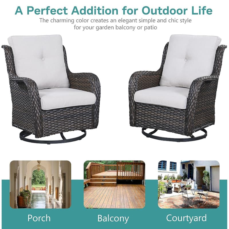 Pocassy Outdoor Sofa Swivel Rocking Chairs with 50,000 BTU