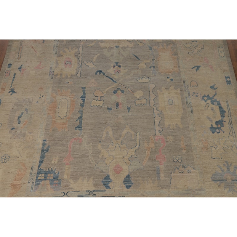 Vegetable Dye Gray Oushak Turkish Area Rug Handmade Wool Carpet - 8'9" x 11'9"