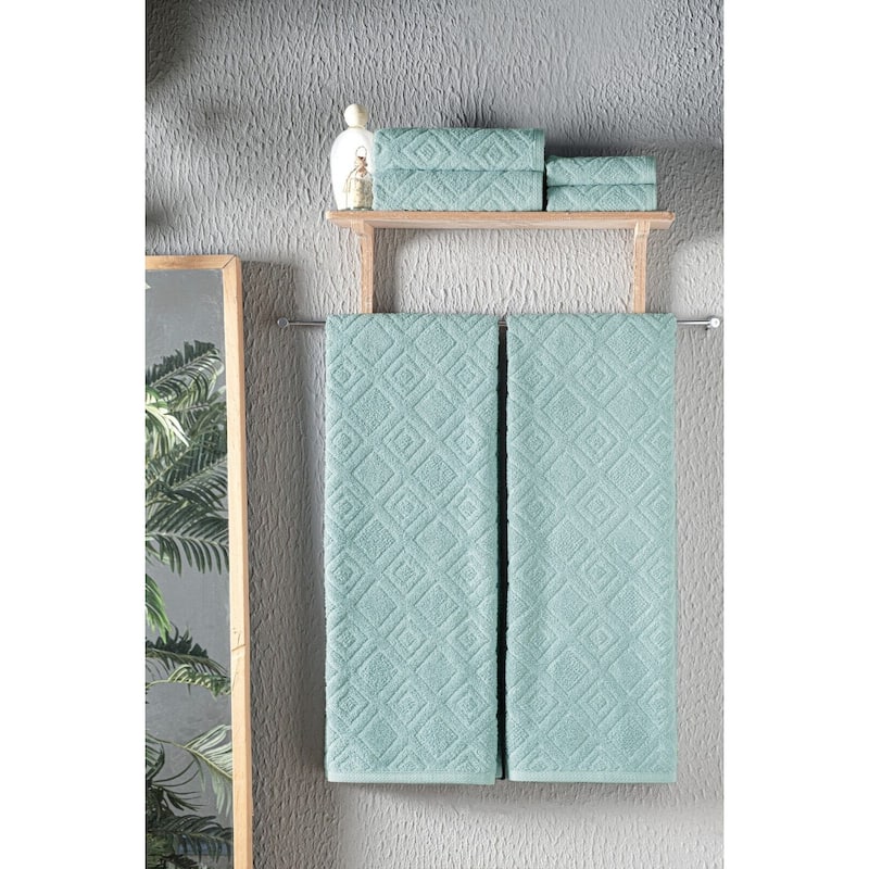 Luxury Larue Jacquard Diamond Bath Towel 6 Pc Towel Set