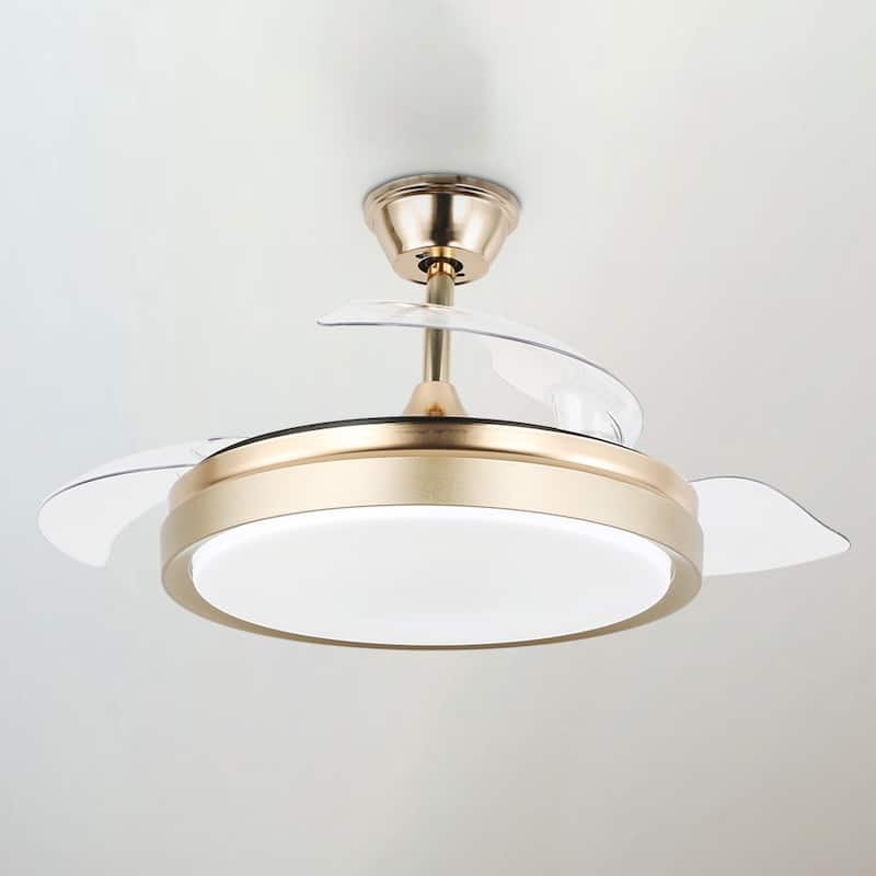 42" Ceiling Fan Light Kit Included with Retractable Blades,6 Fan speed 3 Light Tone with Remote Control - 42 Inches - French Gold