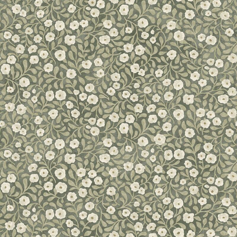 Chesapeake Poppy Trail Green Floral Wallpaper