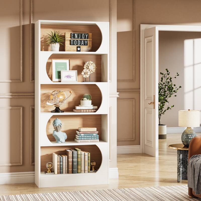 Modern 5-Tier Bookcase, 71-Inch Tall Freestanding Bookshelf
