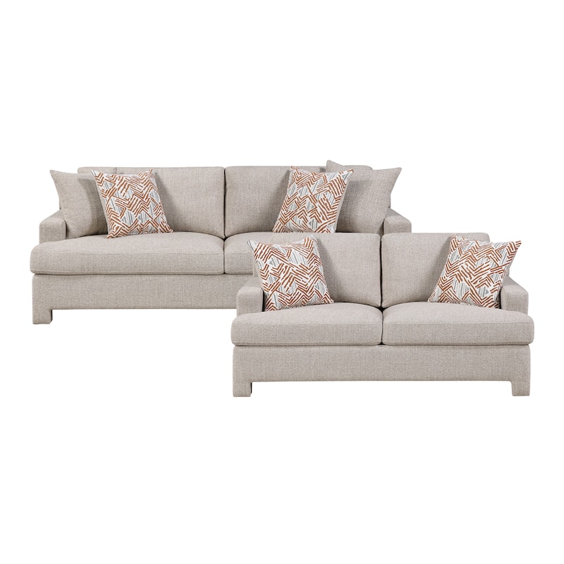 Arlo Chenille 2-Piece Living Room Sofa Sets with Pillows - Taupe