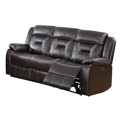 Leatherette Power Motion Sofa with Contrast Stitching, Dark Brown