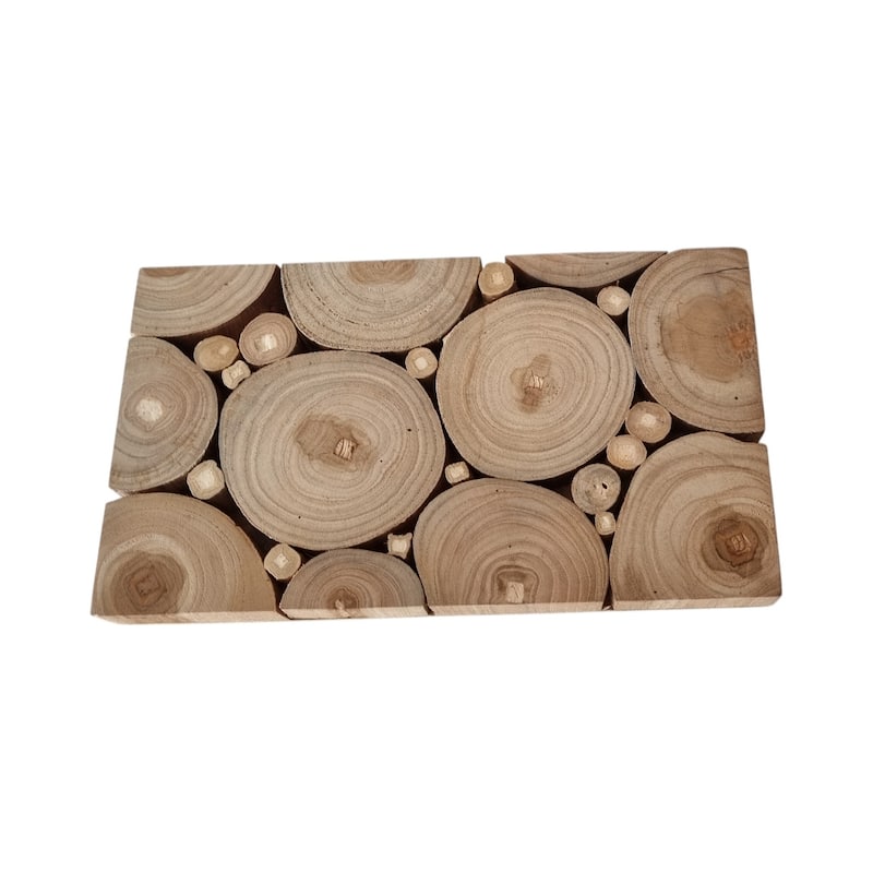 HomeRoots Natural Tree Stump Slice Teak Reclaimed Wood Decorative Wall Panels - 47.75' X '11.75' X '1