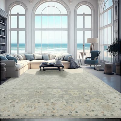 Hand Knotted Afghan Oushak Wool Traditional Oriental Area Rug Gray - 10' x 13' 10''