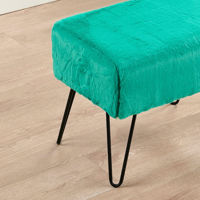 Serenta Solid Color Fauxfur Ottoman