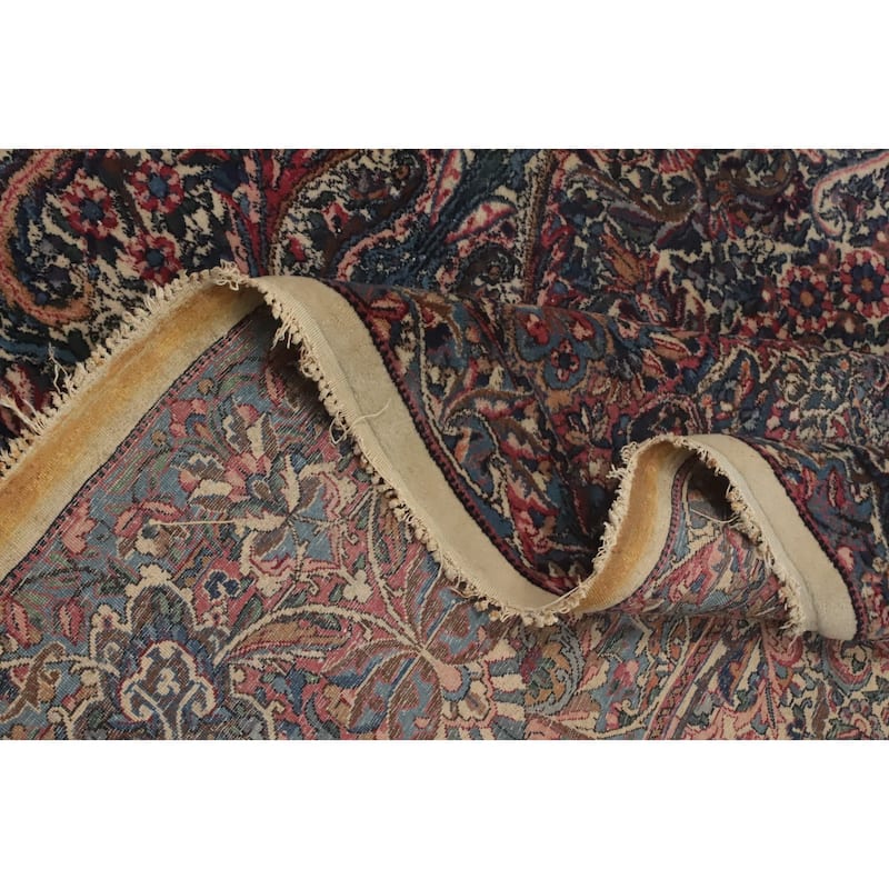 Hand Knotted Oriental 100% Wool Carpet Traditional Floral Beige & Ivories Kerman Area Rug - 15' 4'' X 9' 1''