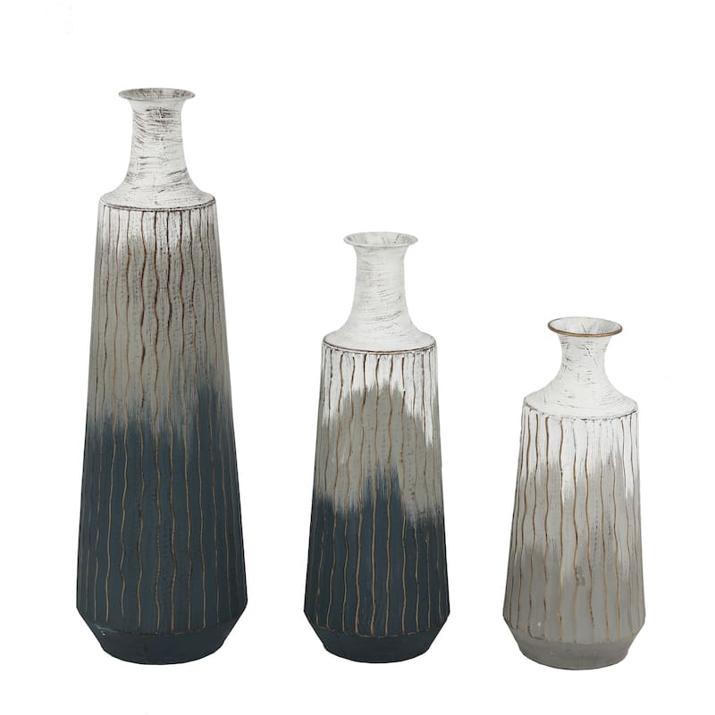 Multi-Color Ombre Metal Bottle Vases (Set of 3)