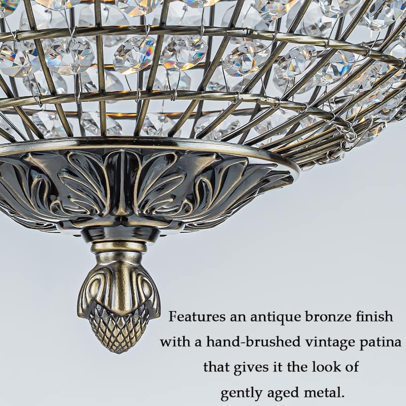 DancyHome 1/3-Light Retro Antique Bronze Crystal Globe Chandelier Small Sphere Pendant Light