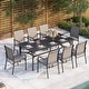 preview thumbnail 1 of 34, MAISON ARTS 9-Piece Outdoor Dining Set with 8 Textilene Chairs and Rectangle Dining Table Brown