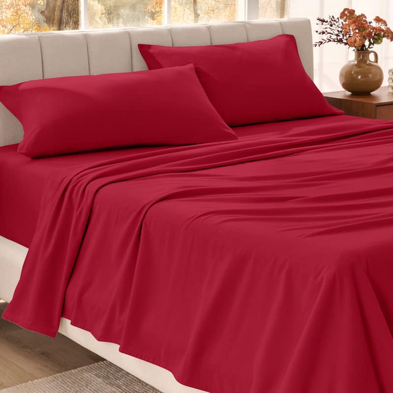 Bare Home Organic Cotton Flannel Sheet Set - King - Red