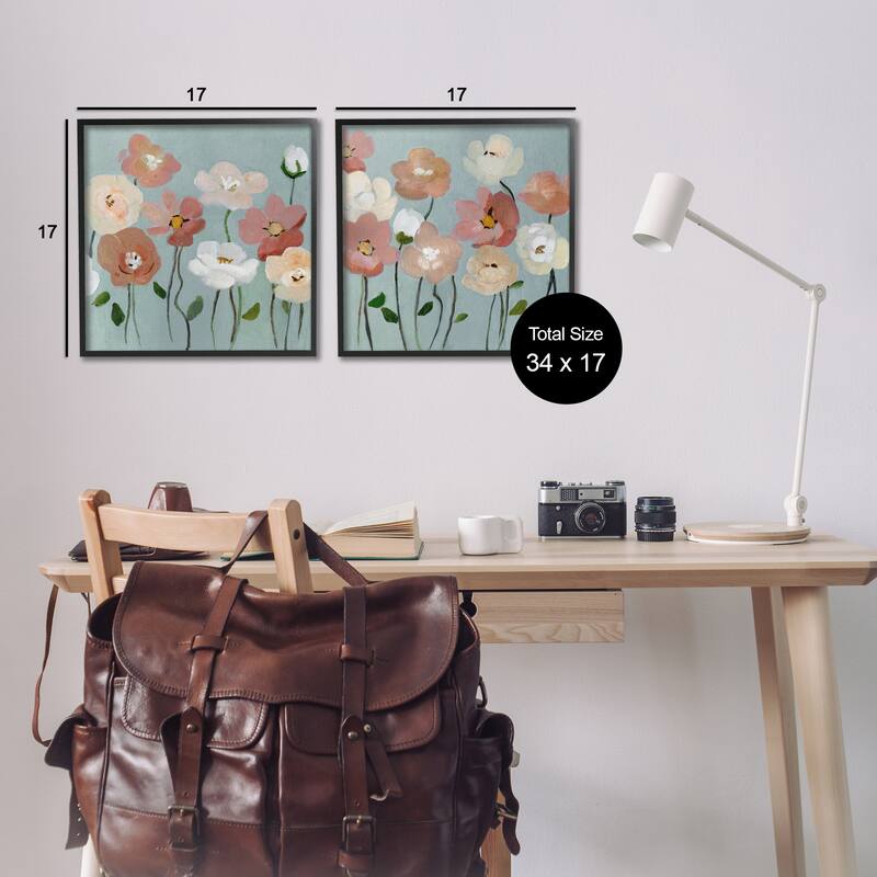 Stupell Budding Boho Blooms Framed Giclee Art Design By Charity Henderson (Set of 2)