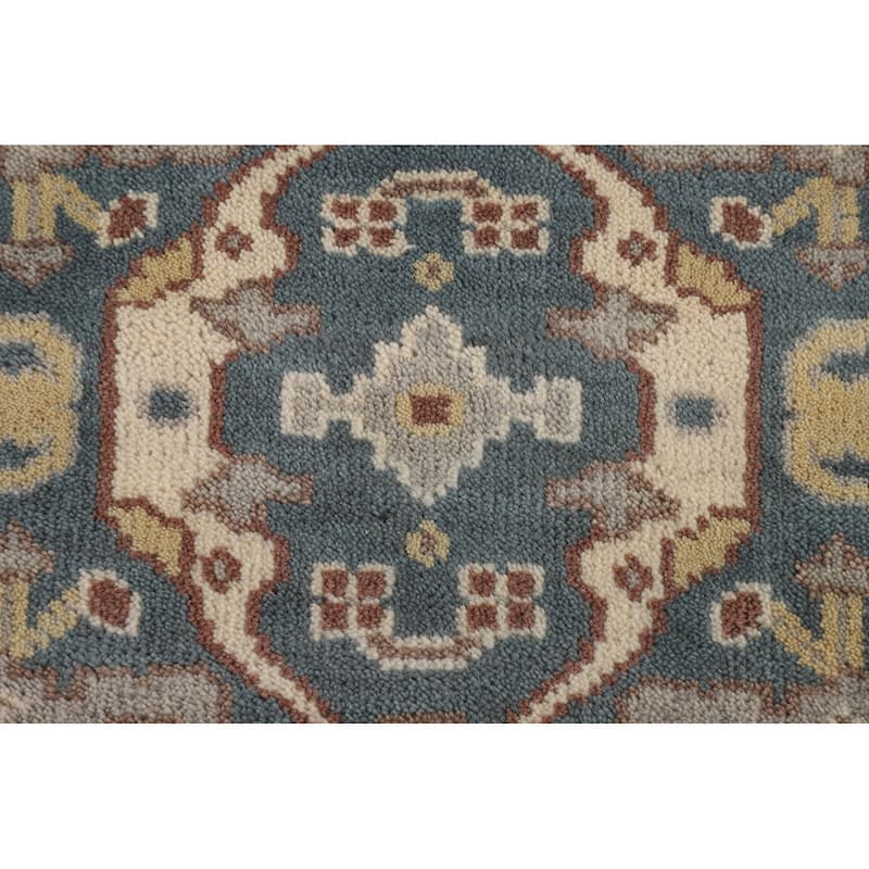 Light Blue Oushak Runner Rug Hand-Knotted Transitional Wool Carpet - 2'5"x 12'0"