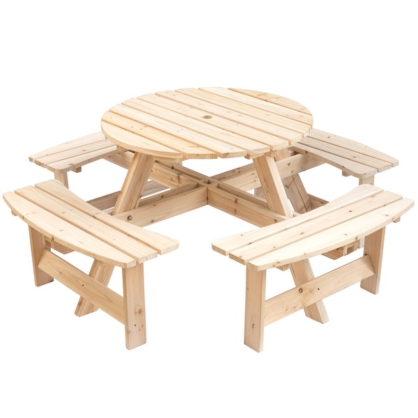 Round outdoor best sale table with benches