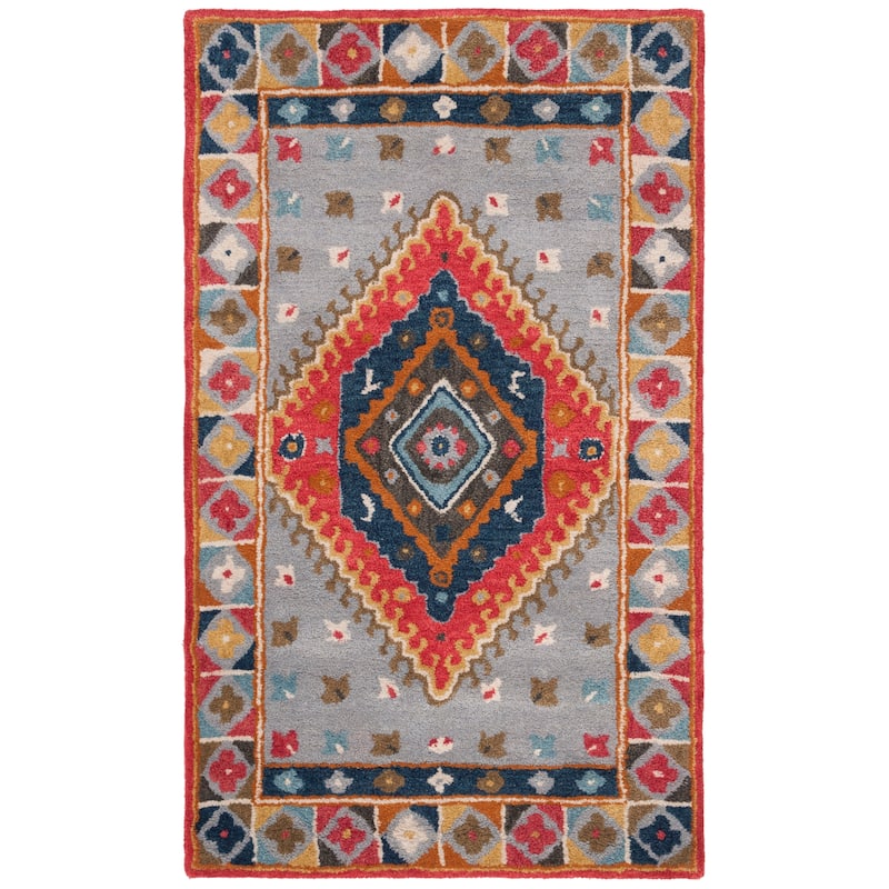 SAFAVIEH Handmade Heritage Striped Border Traditional Oriental Wool Rug