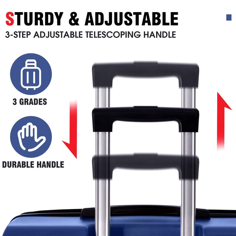 Hardshell Luggage, Lightweight Durable ABS Suitcases with Double Wheels