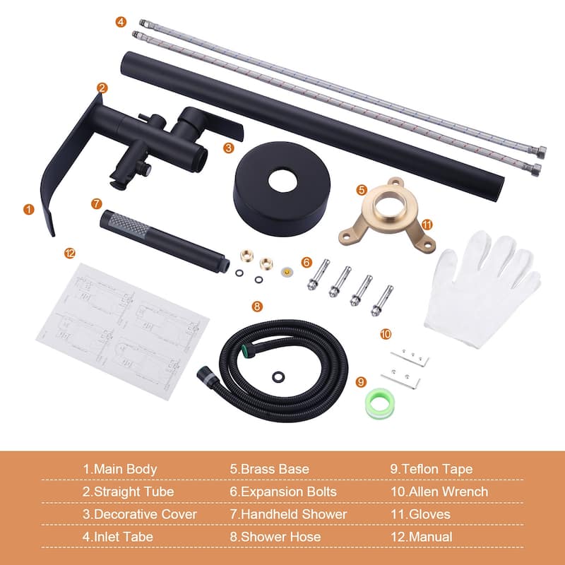 WOWOW Single-Handle Freestanding Waterfall Tub Faucet with Handshower