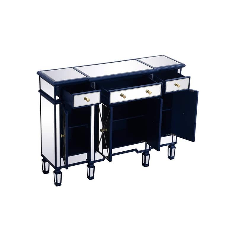 Contemporary 3-drawer 4-door Mirrored Cabinet
