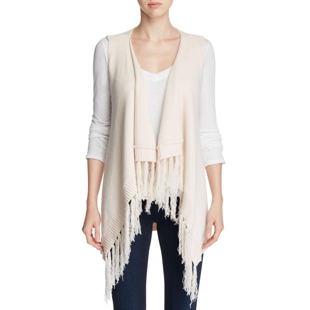 long sweater vest with fringe