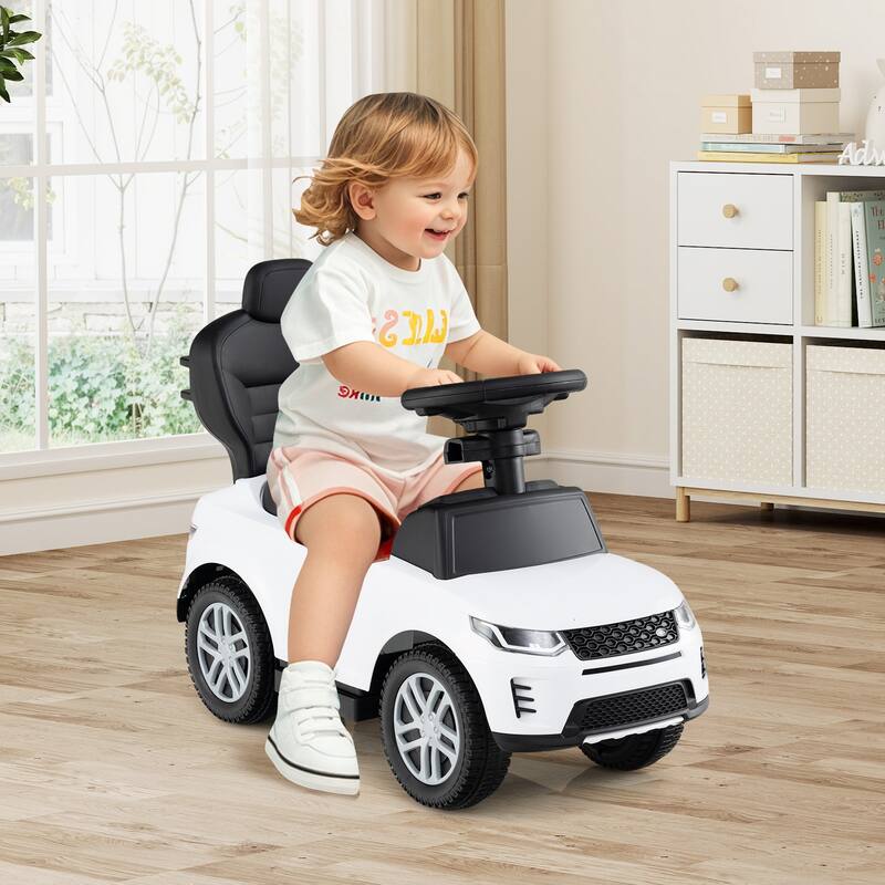 3-in-1 Ride-On Toddler Car with Detachable Guardrail, Retractable Footrest and Safe Design - 33.5" × 16" × 37.5"