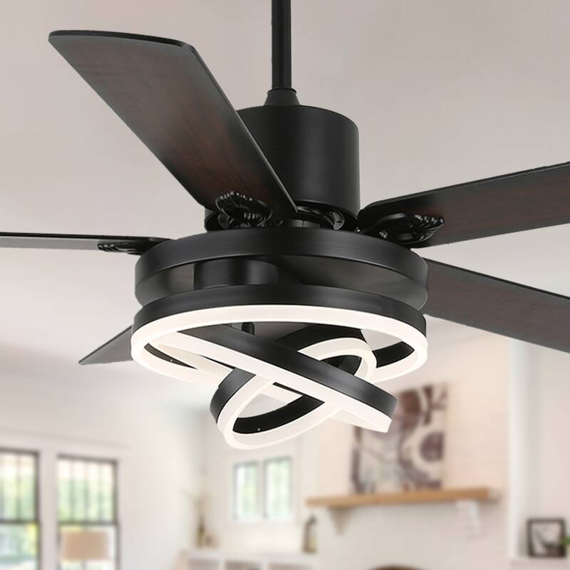 Cusp Barn 52"/72" Modern Large Dimmable LED Ceiling Fan with Lights and Remote, Reversible 8-Blade DC Motor DIY Shape Chandelier