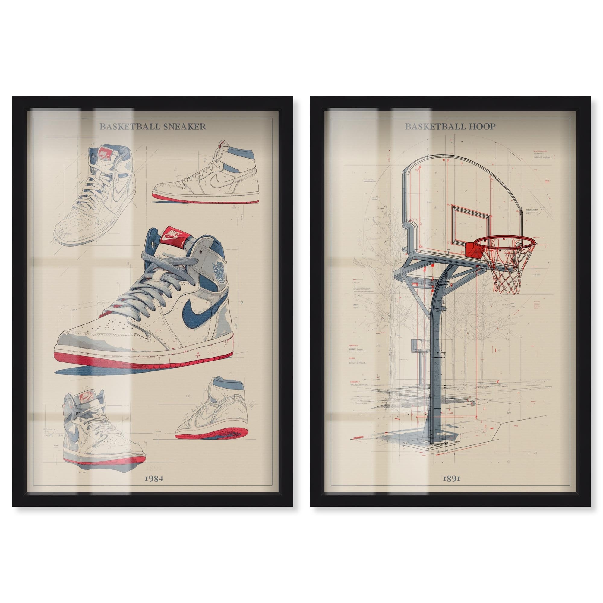 Basketball Prints Sports Decor Set Shadowbox Print by Art Remedy