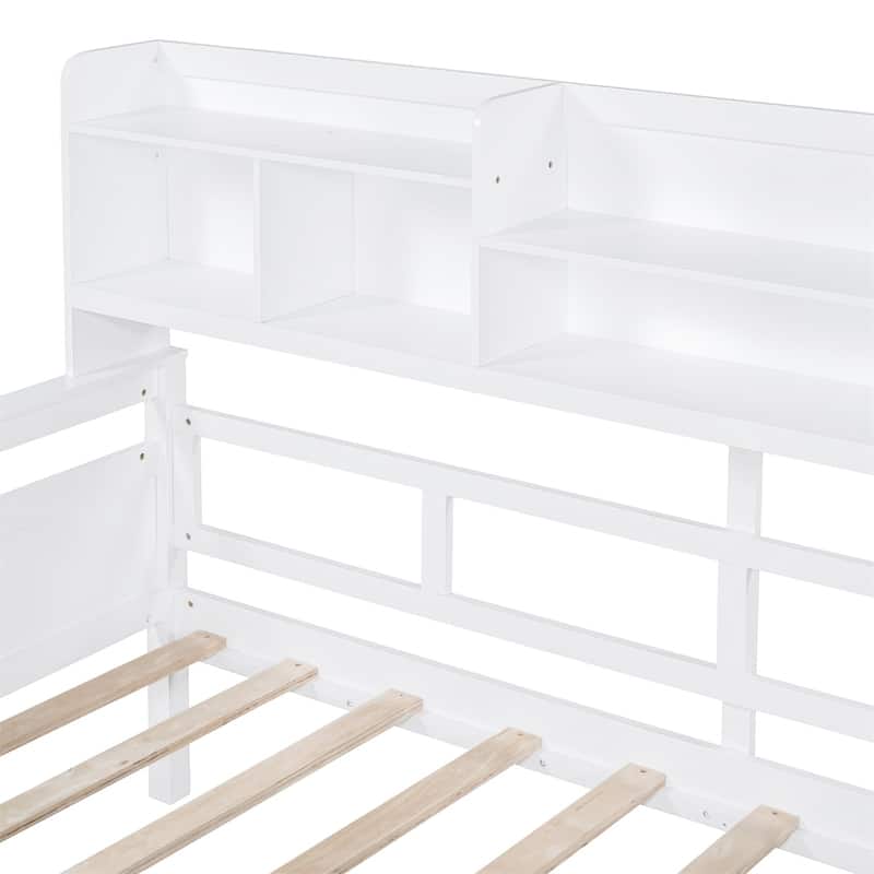 Twin/Full size Daybed with Shelves and Two Drawers