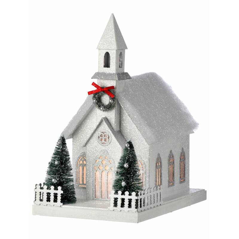 11.5" LED Battery Operated Timer Cardboard Country Church