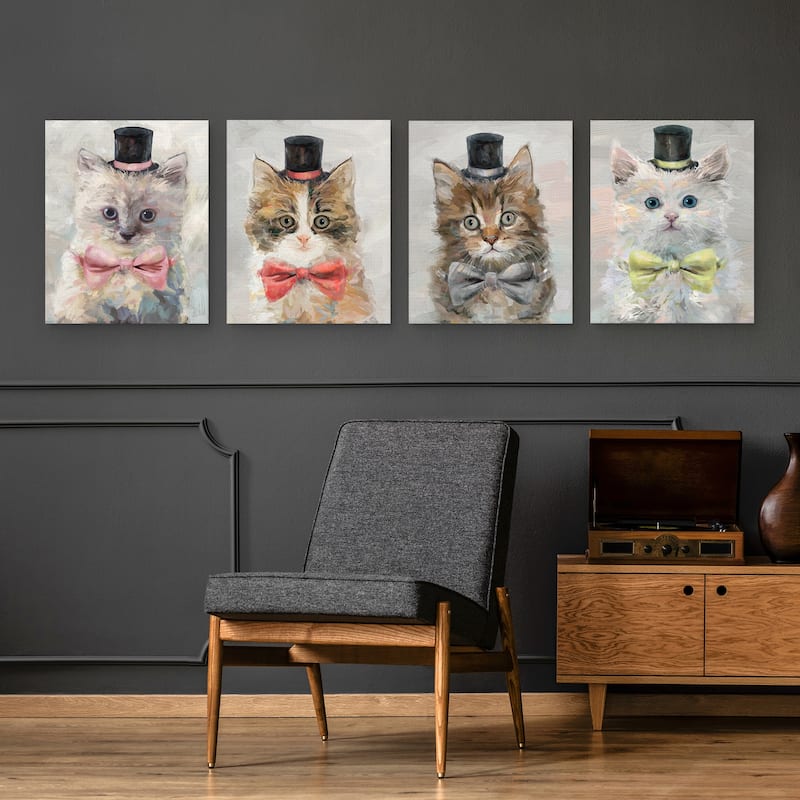 Top Hat Cats I-IV Canvas Art Prints