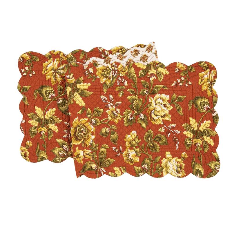 51" x 14" Estelle Quilted Reversible Floral Damask Table Runner