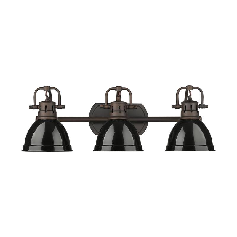 Yep by Golden Lighting Duncan 3-light Vanity in Rubbed Bronze and Black shade