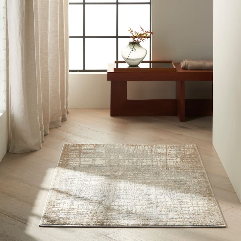 Calvin Klein Rush Contemporary Abstract Area Rug - 2'2" x 3'9" Rectangle - Ivory/Taupe - Rectangle