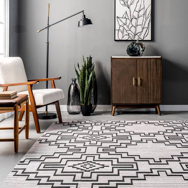 Nuloom Tashia SpinClean Modern Geometric Machine Washable Area Rug