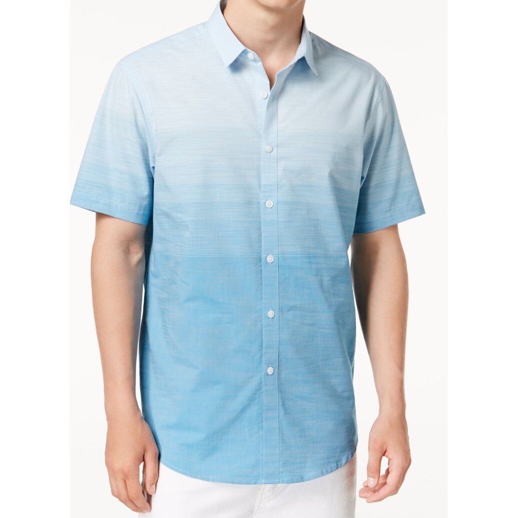Shop Inc Blue White Men S Size 2xl Ombre Striped Button Down Shirt