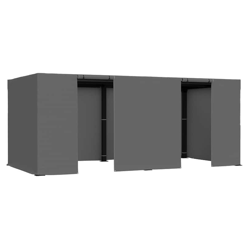 EROMMY Waterproof Pergola Winter Cover with Sidewalls, Mesh Windows and Roll-Up Door, All-Season Weather Enclosure