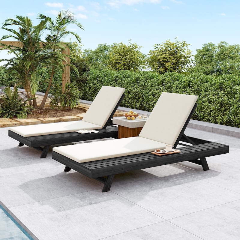 Christopher Knight Home - Molino Modern Outdoor Acacia Wood 4-Position Adjustable Chaise Lounge with Water-Resistant Cushion